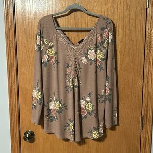 Floral Waffle Knit Long Sleeve
